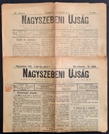 1915 Nagyszebeni Ujság. 1915. Február. 4., Május 9. XII. évf. 10., 32. Számok, Szakadtak, Sérültek, 2x4 P. Az Egyik Címl - Zonder Classificatie