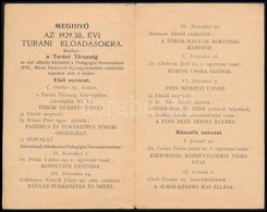 1930 Meghívó Turáni Előadásokra - Non Classés