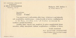 1941 XI. Négy évszak Sörkert Reklámnyomtatvány - Non Classés