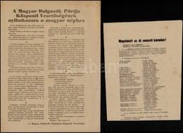 1956 5 Db Forradalmi Röplap és Falragasz: Nagy Imre és Kádár János üzenete, Az új Nemzeti Kormány Névsora,  Hódmezővásár - Zonder Classificatie