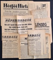 1956 Vegyes 1956-os újság Tétel, 9 Db, Közte Hétfő Hírlap I. évf. 1. Szám, 1956. Okt. 8., 
Magyar Függetlenség I. évf. 3 - Non Classés