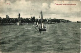 T2/T3 1907 Balatonföldvár, Látkép, Vitorlás. Gerendai Gyula Kiadása (EK) - Zonder Classificatie