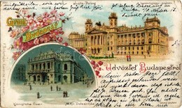 T2/T3 1900 Budapest, Igazságügyi Palota, M. Kir. Dalszínház. F. Schmuck Art Nouveau, Floral, Litho (EK) - Non Classés