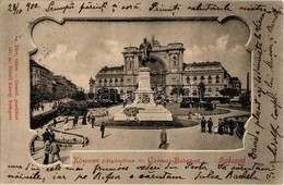 T2 1900 Budapest VII. Központi Pályaudvar (Keleti Pályaudvar), Vasútállomás, Baross Szobor. Divald Károly 147. - Zonder Classificatie