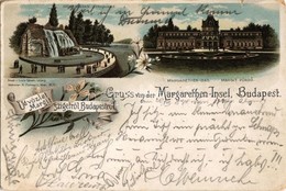 * T3 1894 (Vorläufer!) Budapest XIII. Margitsziget, Gyógyforrás, Margit Fürdő. Louis Glaser, Floral, Litho (Rb) - Non Classés
