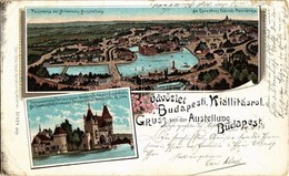 * T3 1896 (Vorläufer!) Budapest XIV. Városliget, Az Ezredéves Kiállítás Panorámája, A Történelmi Főcsoport Román Stílusú - Zonder Classificatie