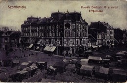 T2/T3 1912 Szombathely, Horváth Boldizsár Tér A Városi Bérpalotával, Villamos, Piaci árusok, üzletek. W. L. Bp. 5553. (E - Non Classés