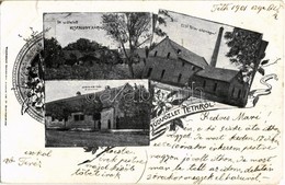 T4 1901 Tét, Első Téthi Gőzmalom, Szolgabírói Hivatal, Kisfaludy Károly Szülőháza. Art Nouveau, Floral (EM) - Non Classés