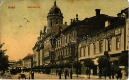 T2/T3 1912 Arad,  Andrássy Tér, Ravasz Imre Fényképész, Steigerwald A. Bútorgyáros, Hegedűs Gy. üzlete / Square, Photogr - Unclassified