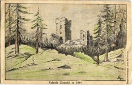 ** T2/T3 Csicsóújfalu, Csicsó, Ciceu-Corabia; Ruinele Ciceului, Cetatea Ciceu / Csicsó Várának Romjai 1865-ben / Castle  - Zonder Classificatie