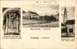 T2 1928 Csíkszépvíz, Szépvíz, Frumoasa; Szabadság Tér, Örmény Római Katolikus Templom és Belső / Biserica Arm. R.-cat.,  - Non Classés