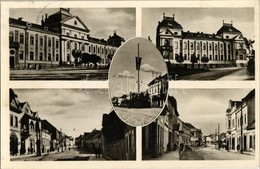 T2 Csíkszereda, Miercurea Ciuc; Városháza, Országzászló, Utcakép, üzletek, Automobil / Town Hall, Hungarian Flag, Street - Zonder Classificatie