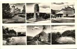 T2 Csucsa, Ciucea; Ady Kastély, Vasútállomás, Emlékmű, Gőzmozdony / Castle, Railway Station, Memorial, Locomotive + Port - Zonder Classificatie