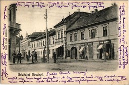 T2 1905 Déva, Utcakép,  Ihm János és Mahler Samu üzlete, Kávéház. Kroll Gyula Kiadása / Street View With Shops, Cafe - Unclassified