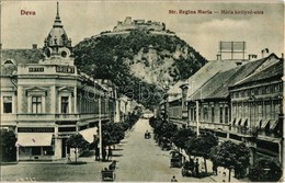 T2 Déva, Mária Királyné Utca, Vár, Orient Szálloda, Hirsch Testvérek üzlete / Strada Regina Maria / Street, Hotel, Shop, - Zonder Classificatie