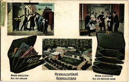 T2/T3 Herkulesfürdő, Baile Herculane; Érkezéskor és Induláskor, Humoros Lap Pénztárcával / On Arrival And Departure, Hum - Sin Clasificación