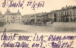 T2 Máramarossziget, Főtér, Korona Szálloda, Fogatok; Kaufmann Ábrahám Kiadása / Main Square, Hotel - Sin Clasificación