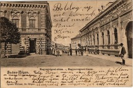 T2 1903 Szászrégen, Reghin; Magyarrégeni Utca, C. Traugott Kosch üzlete / Street, Shop - Non Classés