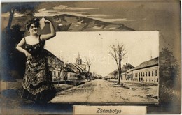 ** T2 Zsombolya, Jimbolia; Utcakép. Montázs Hölggyel / Street, Montage With Lady - Non Classés