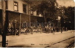 T3 1917 Abos, Obisovce; Vasútállomás, étterem Terasza / Bahnhof / Railway Station, Restaurant Terrace (EM) - Zonder Classificatie