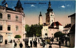 T2/T3 1918 Besztercebánya, Banská Bystrica; Mátyás Tér, Teich Adolf üzlete, Piaci árusok / Square, Shops, Market Vendors - Unclassified