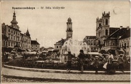 ** T2 Besztercebánya, Banska Bystrica; IV. Béla Király Tér, Szökőkút, Templomok, Piac / Square, Fountain, Churches, Mark - Non Classés