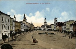 ** T2 Besztercebánya, Banska Bystrica; IV. Béla Király Tér, Templomok, Szálloda A Rákhoz, üzletek. Brichta József Kiadás - Non Classés