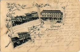 T3 1898 Eperjes, Presov; Fő Utca, Városi Vigadó és Színház, Tanulmányi Alap Háza / Main Street, Concert Hall And Theater - Unclassified