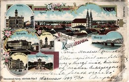 T3 1899 Komárom, Komárnó; Városház, Állandó Híd, Klapka Szobor, Tiszti Pavilon, Törvényszéki Palota, Esterházy Pavilon / - Unclassified