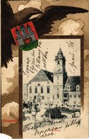 T4 Pozsony, Pressburg, Bratislava; Városház. Címeres Litho Keret. Holderer Gusztáv Kiadása / Town Hall. Coat Of Arms Lit - Non Classés