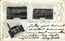 T3 1900 Tallós, Tomásikovo; Esterházy Kastély, Iskola, Római Katolikus Templom. Kiadja Józsua Goldstein / Castle, School - Non Classés