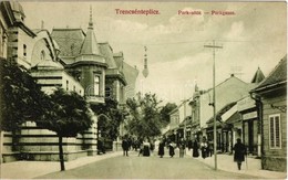 ** T1/T2 Trencsénteplic, Trencianske Teplice; Park Utca, Nádas Jenő üzlete / Street, Shop - Zonder Classificatie