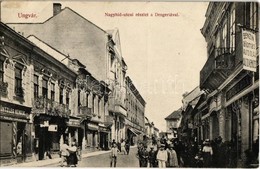 * T3 1913 Ungvár, Uzshorod, Uzhorod; Nagyhíd Utca, Goldstein Miksa, Güntzler Henrik üzlete, Drogéria (gyógyszertár), Utc - Zonder Classificatie