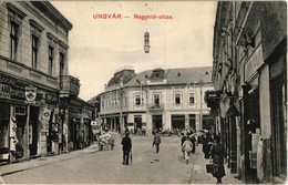 T2/T3 1915 Ungvár, Uzshorod, Uzhorod;  Nagyhíd Utca, Kornfeld, Schwartz üzlete, Bercsényi Szálloda, étterem és Kávéház.  - Zonder Classificatie