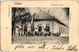 T2/T3 1903 Sóvé, Ósóvé, Ó-Soové, Ravno Selo; Állami Iskola, Zászló. Kiadja Ifj. Müller J. / School, Flag (EK) - Unclassified