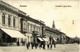 T2/T3 1908 Zombor, Sombor; Kossuth Lajos Utca, Knipl Gáspár Sörcsarnoka, Bank és Bizományi üzlete, Schlieszer Testvérek  - Unclassified