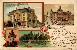 T2 Graz, Rathhaus, Schlossberg Uhrturm, Hilmteich, Rudolf Leitner's Hotel Daniel / Town Hall, Lake, Clock Tower, Hotel.  - Unclassified