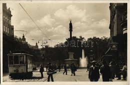 T2/T3 1931 Graz, Bismarckplatz / Square, Tram, Fountain, Shops. Verlag L. Strohschneider (EK) - Sin Clasificación