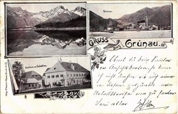 T2 1899 Grünau Im Almtal, Gasthaus Zur Schaiten / Guest House, Hotel, Restaurant. V. Haslacher Art Nouveau, Floral - Sin Clasificación
