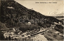 T2 Semmering, Bahnhof, Hotel Stefanie / Railway Station With Hotel, Locomotive - Unclassified