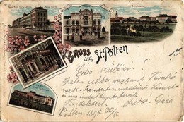 * T4 1897 (Vorläufer!) St. Pölten, Schulviertel, Theater, Kaiser Franz Josef Und Erzherzog Räiner Kaserne, K.k. Militär  - Unclassified