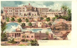 ** T2 Helwan, Helouan; Grand Hotel, Hotel Des Bains, Etablissement Thermal; Editeur H. Freytag, Litho - Non Classés