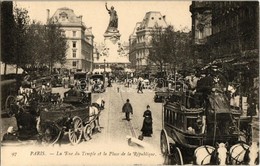 ** T1 Paris, La Rue Du Temple Et La Place De La République / Street View With Omnibuses, Monument - Unclassified