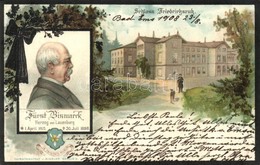 T2 Friedrichsruh, Schloss, Fürst Bismarck / Castle, Bismarck Obituary Card, Kunstanstalt J. Miesler Floral Litho - Unclassified