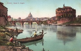 ** T2 Rome, Roma; Castel S. Angelo / Castle, Bridge, Fishermen In Boat - Unclassified