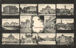T2/T3 Chernivtsi, Czernowitz; Mosaic Postcard With Synagogue. Josef Gottlieb (EK) - Non Classés