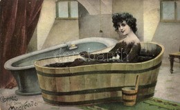 ** T2/T3 Gruss Aus Dem Moorbade / Mud Bath, Erotic Postcard, S: C.J.C. - Ohne Zuordnung