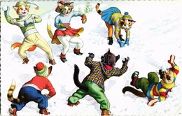 ** T2/T3 Cats' Snowball Fight. Alfred Mainzer ALMA 4722. - Modern Postcard (EK) - Ohne Zuordnung