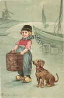 T4 Italian Art Postcard, Dutch Child, Dog, Ultra  2115. S: Colombo (pinholes) - Zonder Classificatie