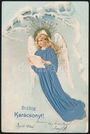 T2/T3 1899 Boldog Karácsonyt! / Christmas Greeting Art Postcard With Angel. Emb. Litho Silk Card - Sin Clasificación